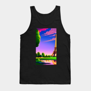Eiffel Tower - Love France Memory - painting, and mix drawing, painting and digital Tank Top